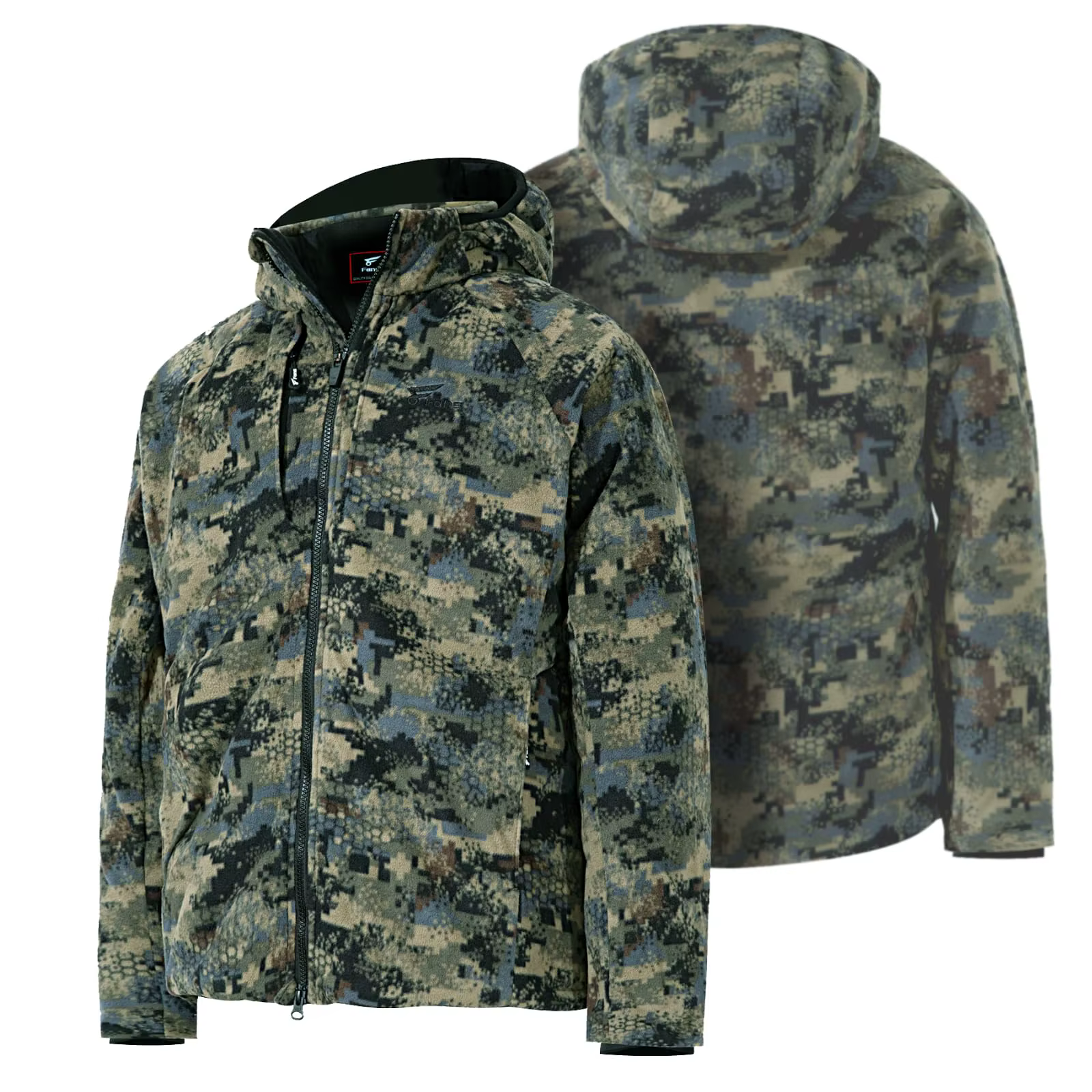 8 Fans Veste camouflage de chasse pour hommes – Manteau léger respirant 100 % polyester avec capuche