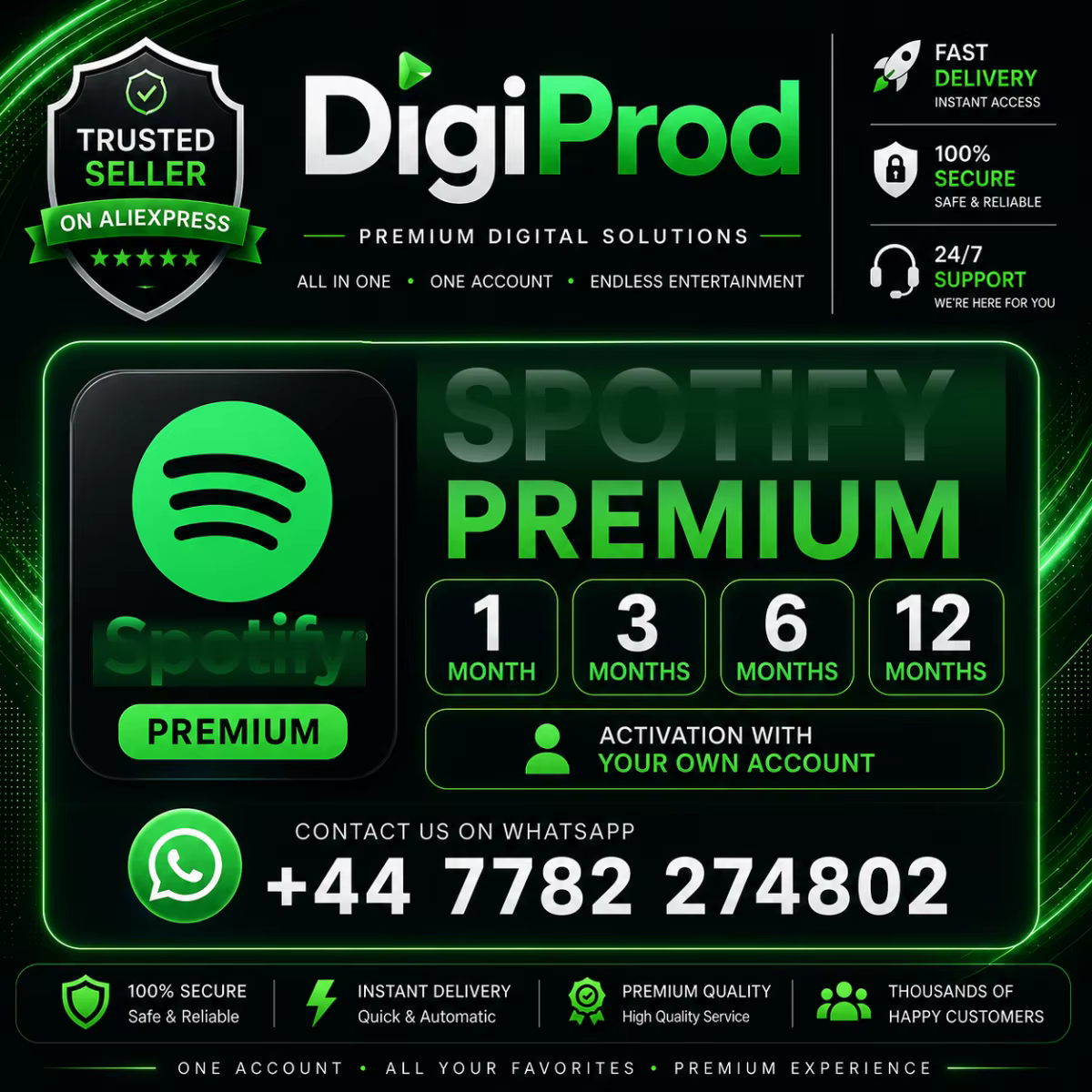Abonnement Spotify Premium | Livraison numérique instantanée | Activation rapide