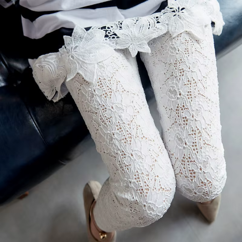 Leggings taille haute en dentelle pour femmes, pantalon transparent, extensible, sexy, rétro, couleu