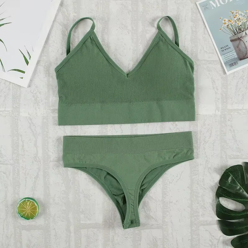 Ensemble de Soutien-Gorge et Culotte pour Femme, Sous-Vêtements Sexy, String, Bralette Sans Couture,