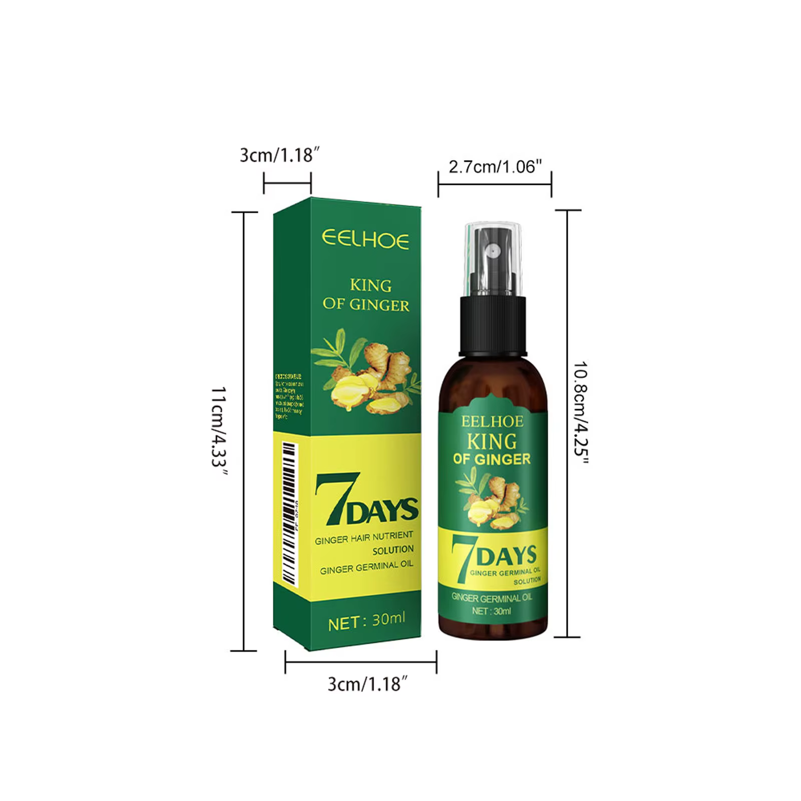 Sérum Booster capillaire à l'huile de gingembre, Spray nourrissant le cuir chevelu, contrôle des fol