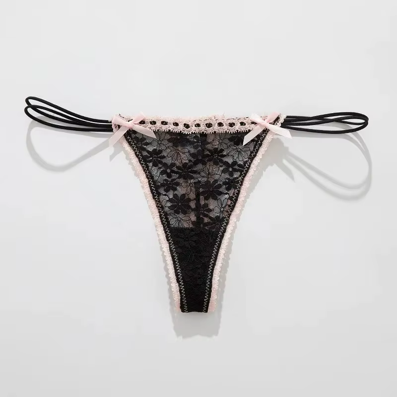 Culottes en dentelle à nœud, lingerie sexy pour femme, tenue quotidienne à la maison, strings unis, 