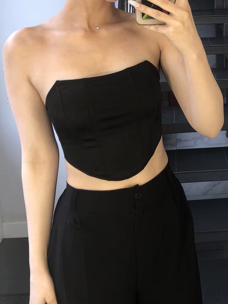 Corset Sexy sans manches, épaules dénudées, haut court, gilet, sous-vêtements féminins, dos nu, Bust