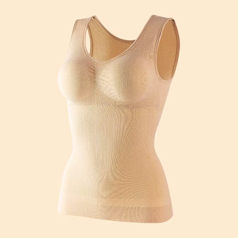 Femmes ventre contrôle Shapewear classique 2-en-1 avec soutien-gorge rembourré haute élastique gilet