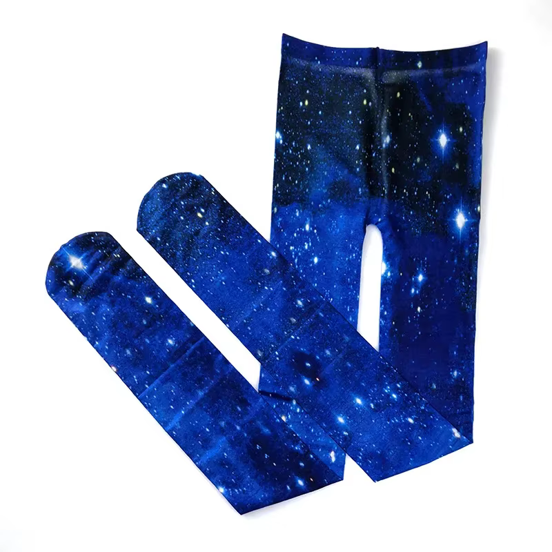Collants imprimés galaxie bleu Cool, bas en soie fine, Anti-usure, élégants, Style printemps-automne