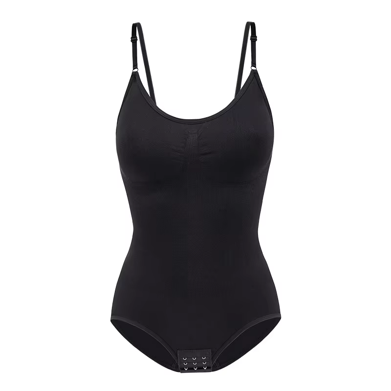 Body sculptant pour femme, taille haute, contrôle du ventre, entrejambe ouvert, string, avec bretell