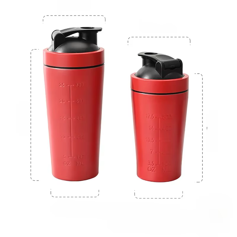 Bouteille Shaker de poudre de protéines en acier inoxydable, 500ML/750ML, avec boule en acier et éch