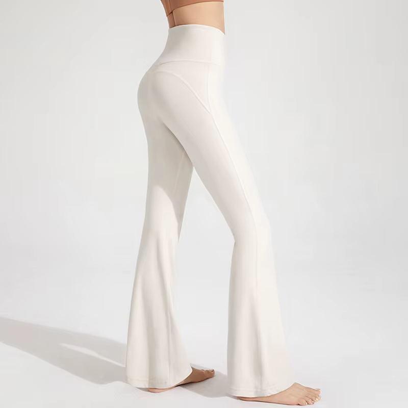 Nu taille haute cintrée hanche levage Fitness exercice élastique cloche bas pantalon femmes décontra