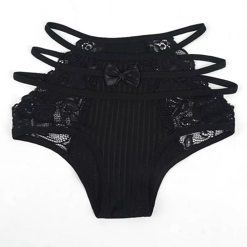 Culottes sexy en dentelle ajourée pour femmes, lingerie respirante ultra-fine, sous-vêtements en den