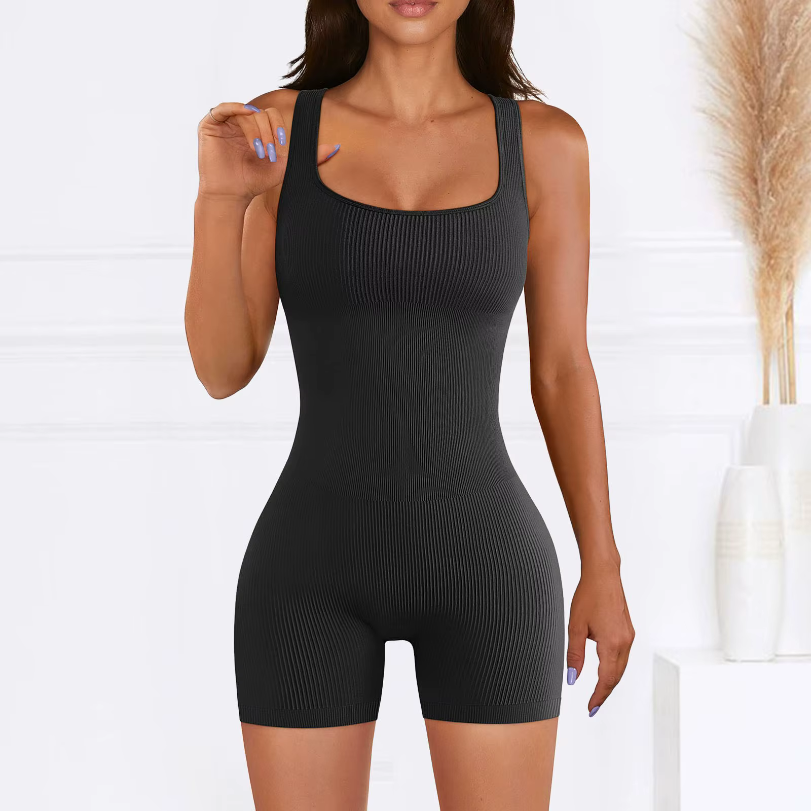 Body Shapers for Women, Square Neck Tambours Suit, Shaperwear for Women, Yoga Rompers, Workout deau 