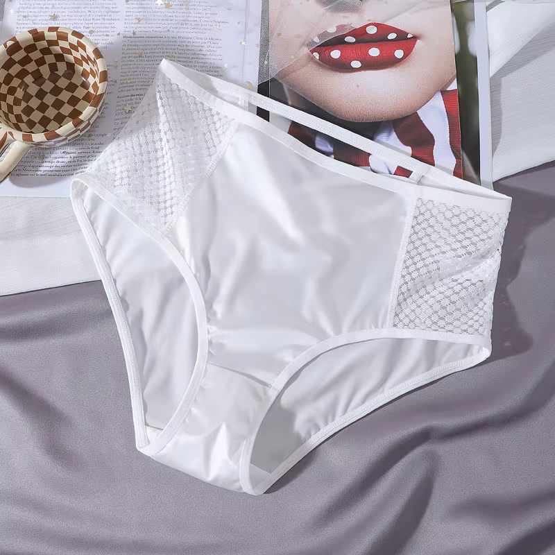 Culotte taille haute Sexy pour femmes, culotte en Satin soyeux, sous-vêtements en dentelle pour dame