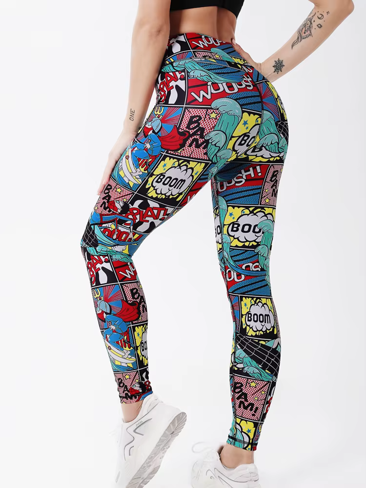 Leggings push-up taille haute pour femmes, pantalons de sport College de dessins animés Boom, pantal