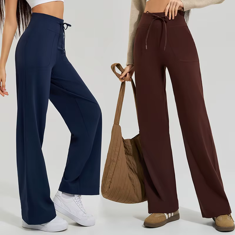 Pantalon de Yoga taille haute pour femmes, ample, course à pied, Double face brossé avec poches, cra