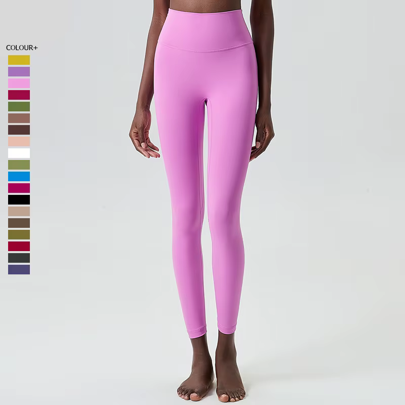 Pantalon de yoga extensible et doux pour femmes, 25 pouces, couleur unie, taille haute, leggings de 