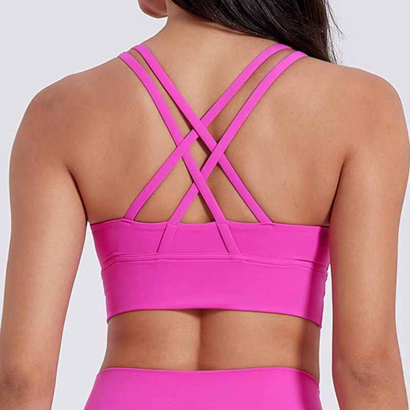 Soutien-gorge dos croisé pour femmes, couleur unie, sous-vêtements de Fitness, doux, Sport, haut de
