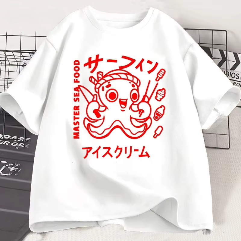 T-shirt manches courtes femme, humoristique et Vintage, avec image de poulpe japonaise, drôle, Y2k,