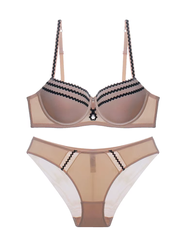 Ensemble de soutien-gorge pour femmes, sous-vêtements fins, culotte, couleur contrastée, soutien-gor