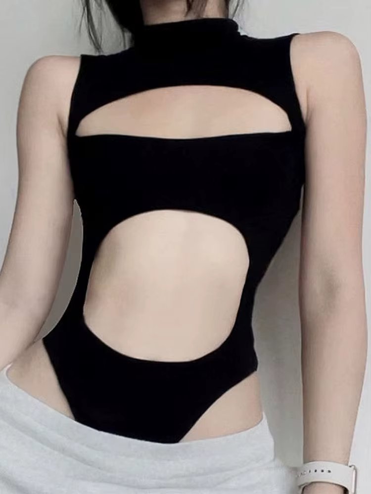 Body Sexy à manches longues pour femmes, couleur unie, col mi-haut, fermeture éclair dissimulée, com