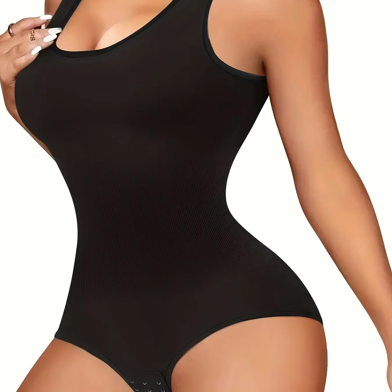 Body Shapewear pour femmes sans couture solide façonnage complet Body col rond contrôle du ventre mi