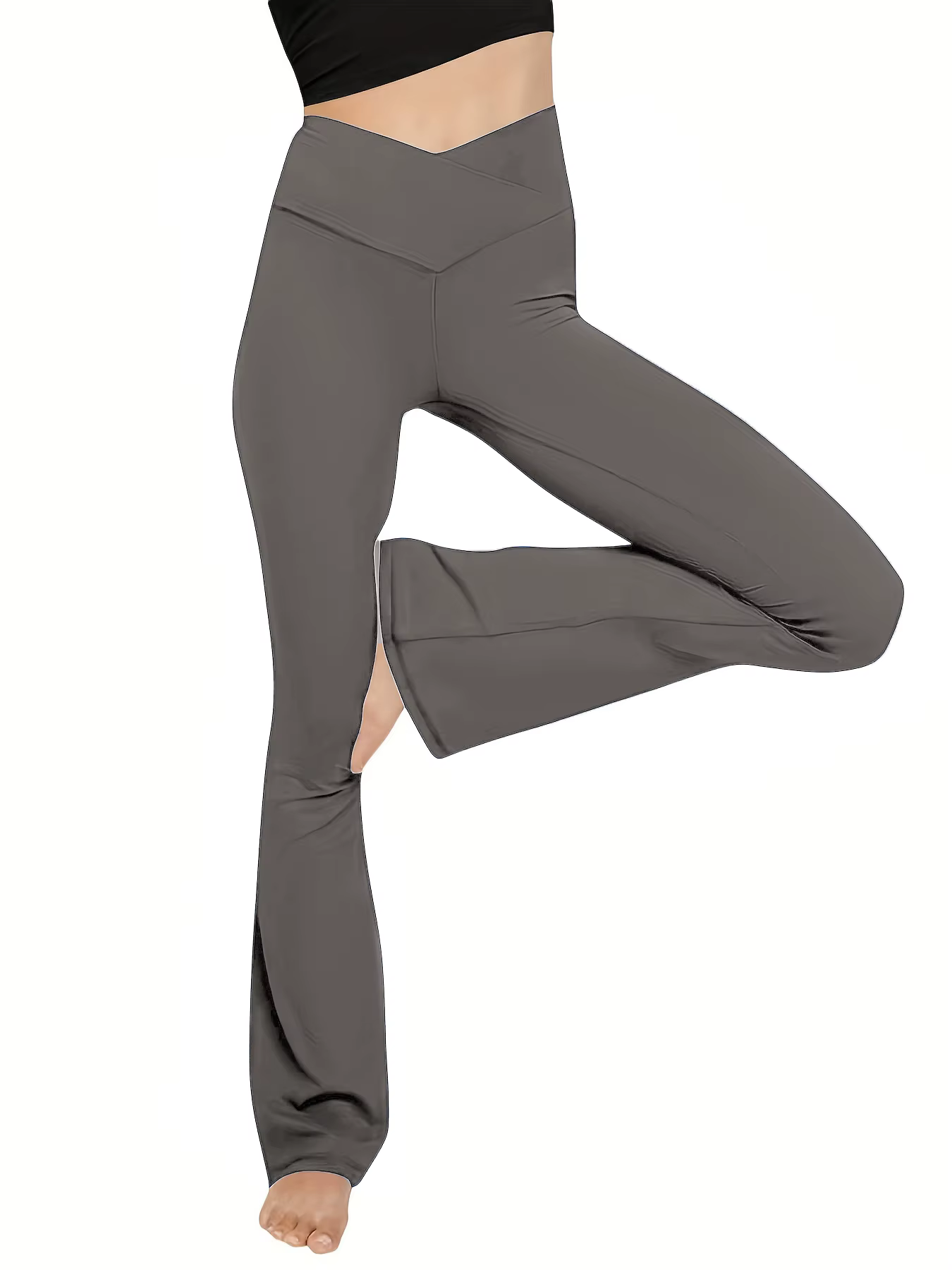 TUNIControl-Leggings évasés croisés pour femmes, pantalons de yoga, bas à cloche, taille haute, V, B