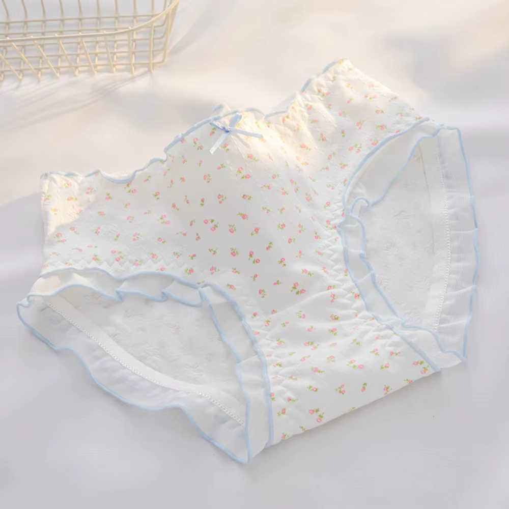 Culottes en coton à fleurs style français, taille mi-haute, avec volants, pour femmes, confortables,