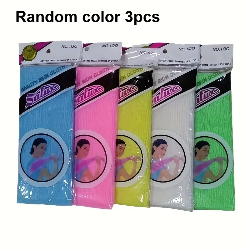 Lot de 3 serviettes de bain japonaises exfoliantes pour le corps, en nylon, pour le polissage de la