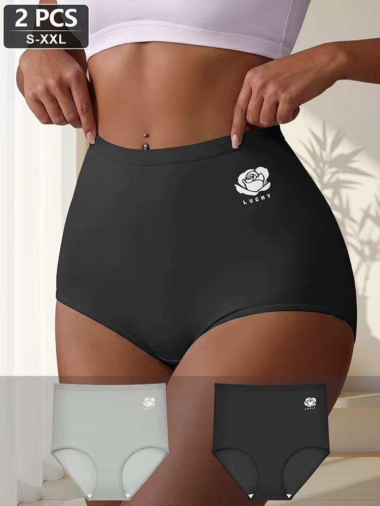 Lot de 2 culottes élégantes taille haute pour femme, effet ventre plat et rehaussement des hanches,