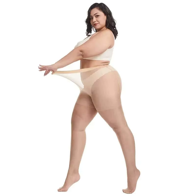 Collants 15D pour femmes de 100 kg, collants taille haute extensibles, bas résille ouverts à l'entre