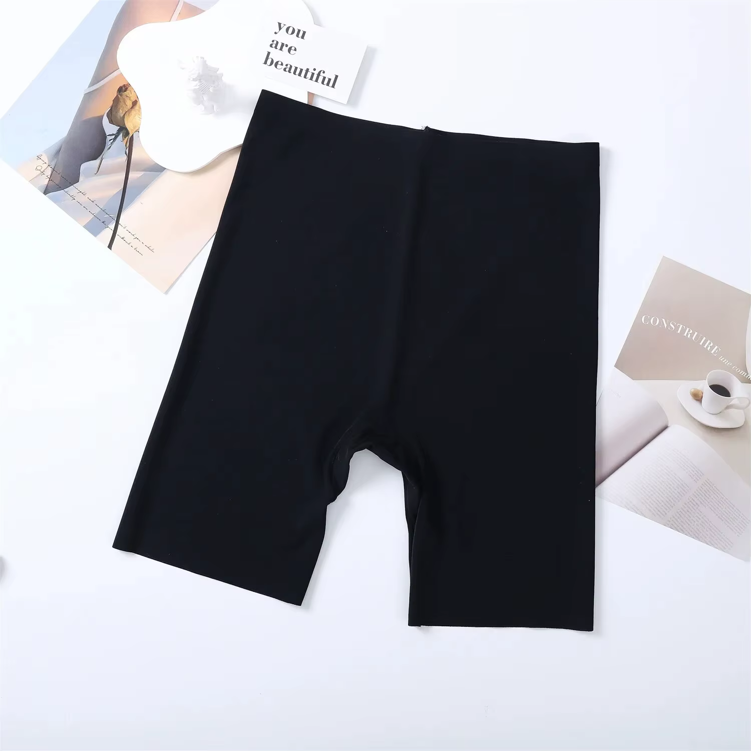 TUNIControl-Culotte short taille haute sans couture pour femme, lifting des hanches, pantalon de séc
