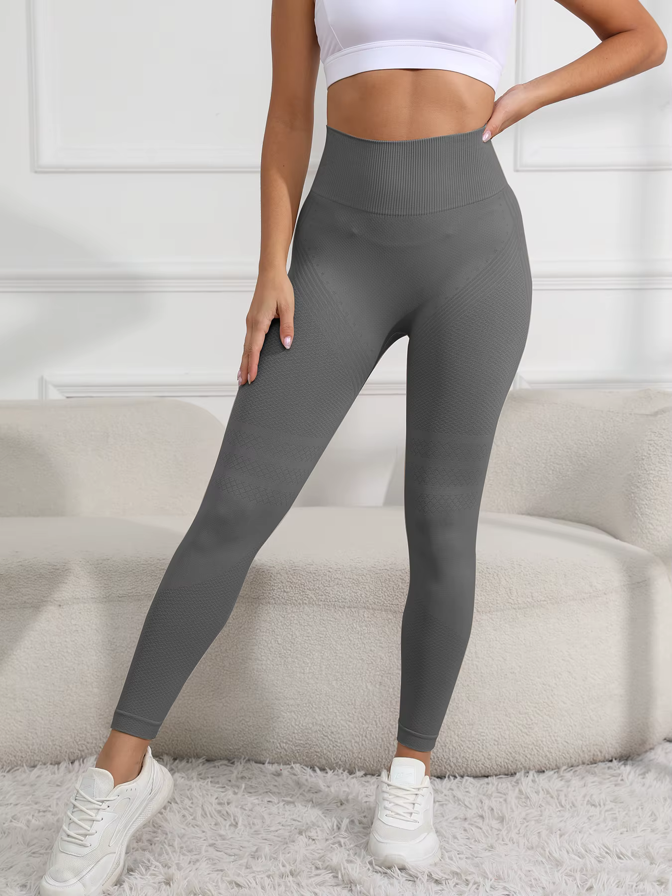 Leggings d'entraînement taille haute sans couture pour femmes, pantalon athlétique froissé pour le l