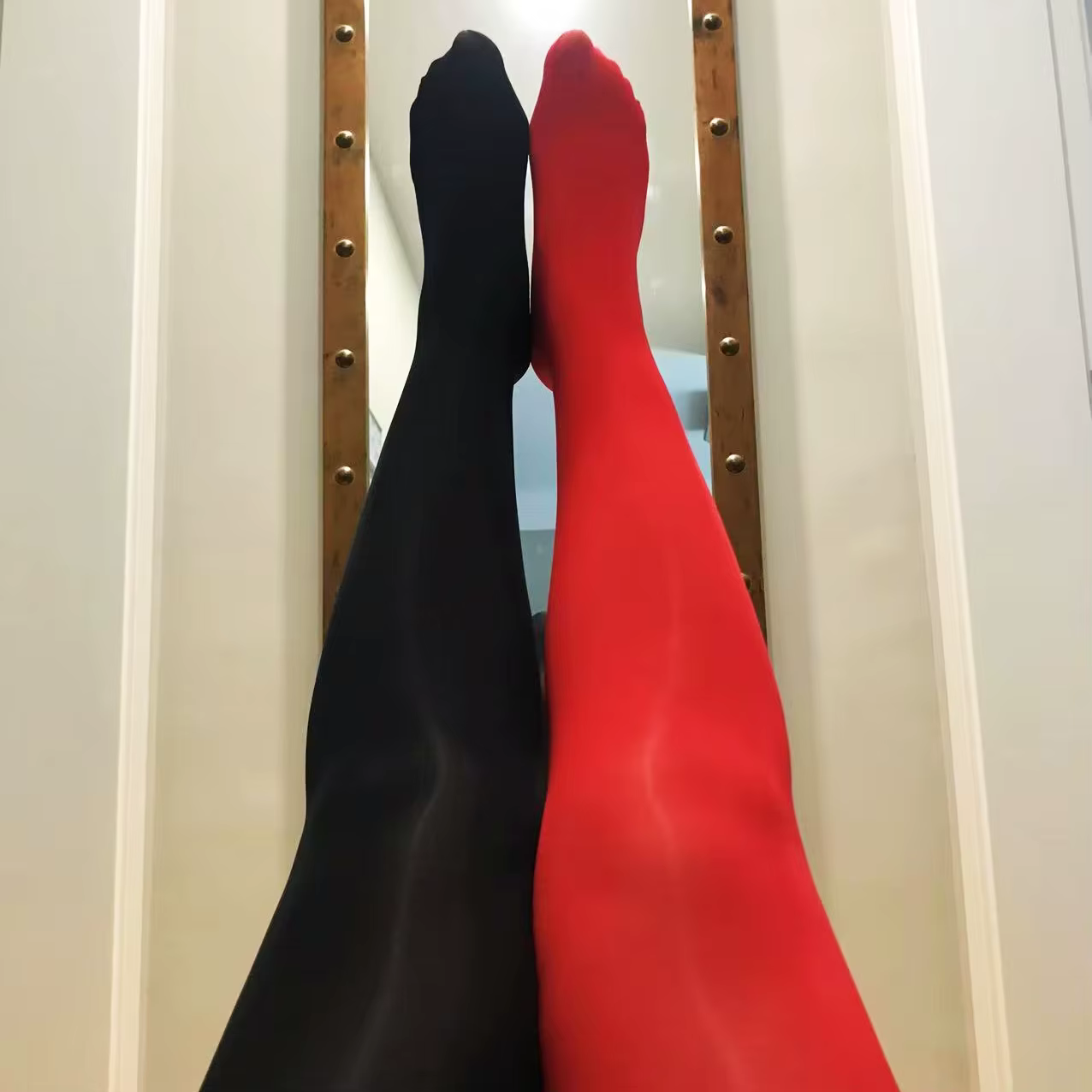 2025 collants à pieds d'huile brillants à deux tons pour femmes collants de couleur fendue scintilla