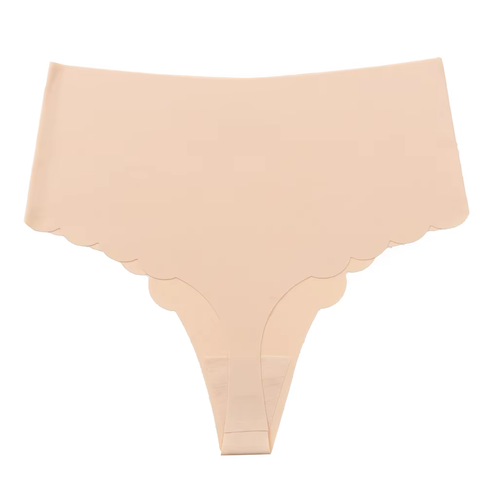 Culotte taille haute pour femmes, mode bord ondulé, sans couture, sous-vêtements féminins, tongs éla