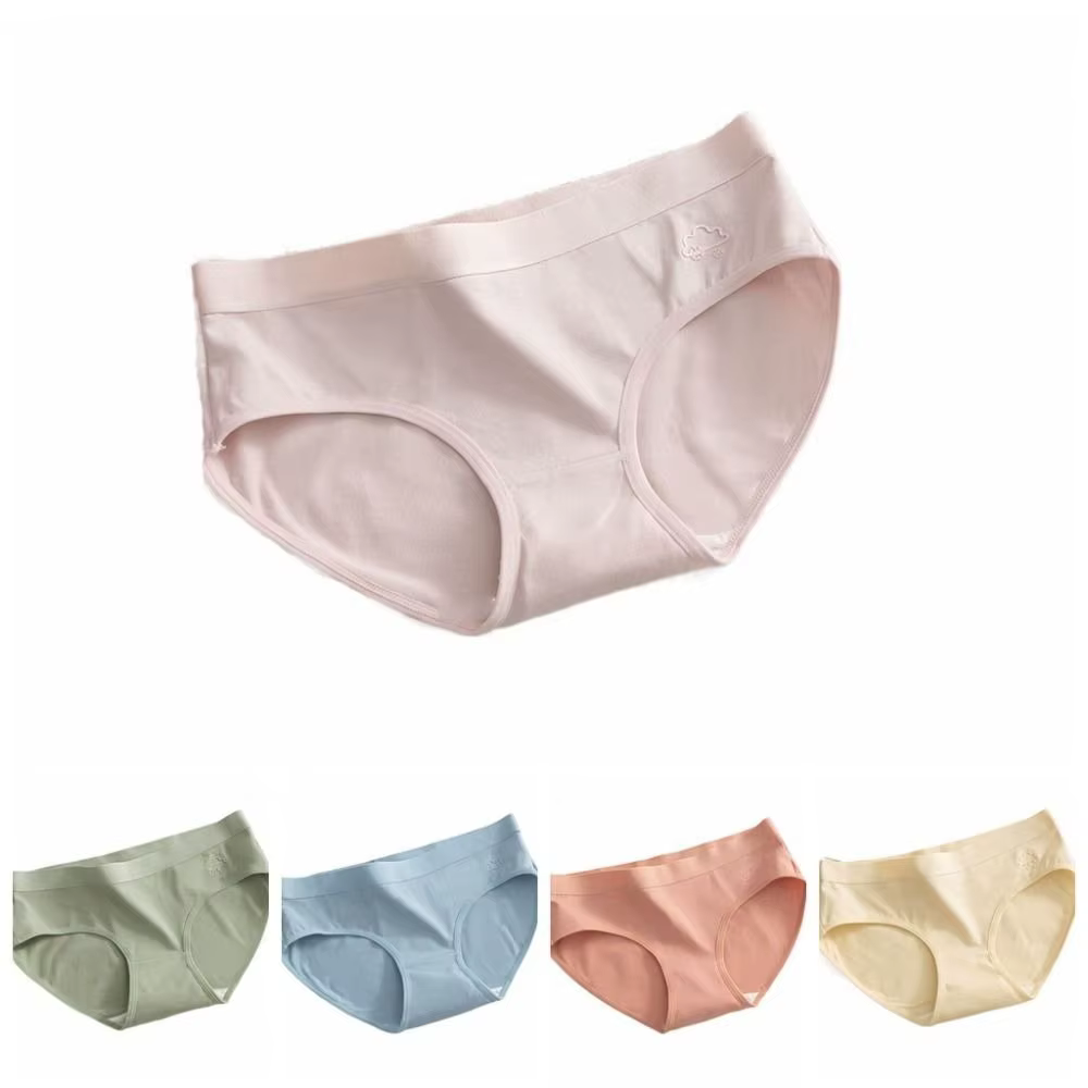 Lot de 5 culottes taille moyenne couleur unie avec entrejambe en coton, motif météo, sans couture, l