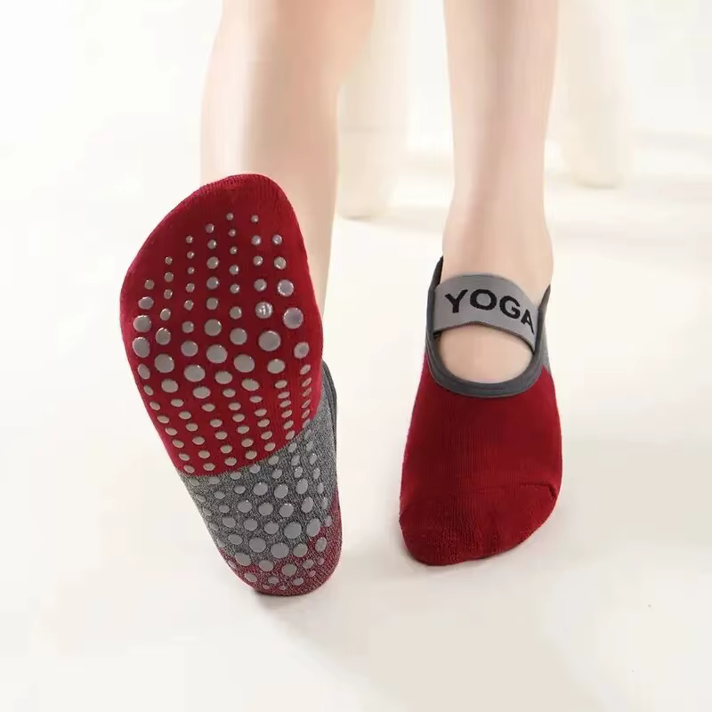 Chaussettes de Yoga antidérapantes professionnelles pour femmes, dos nu, Bandage, Pilates, pantoufle