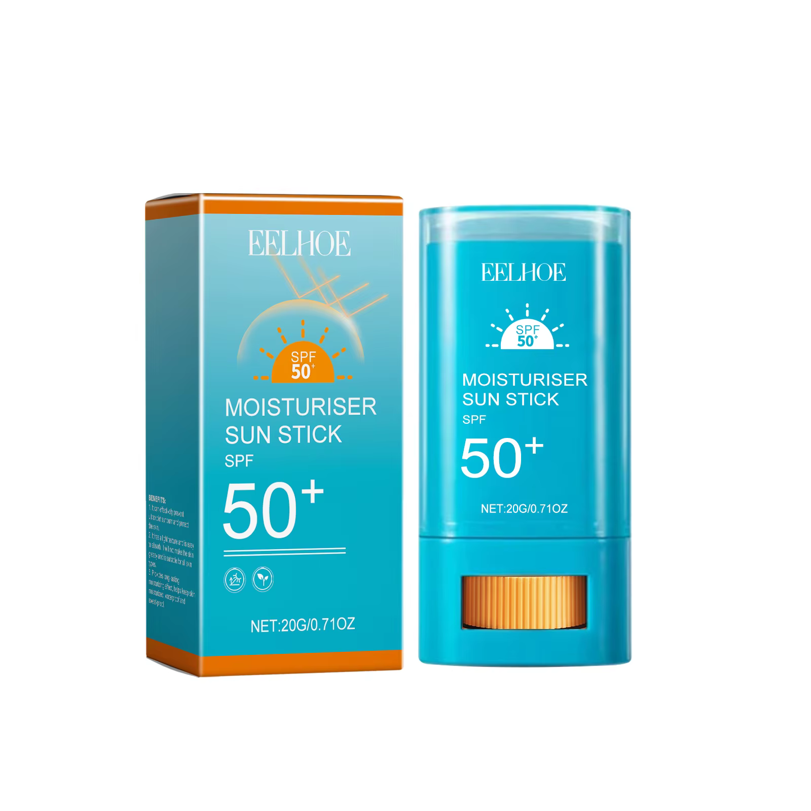 Stick solaire SPF50+ à large spectre, stick solaire éclatant pour peaux sèches et sensibles, sans tr