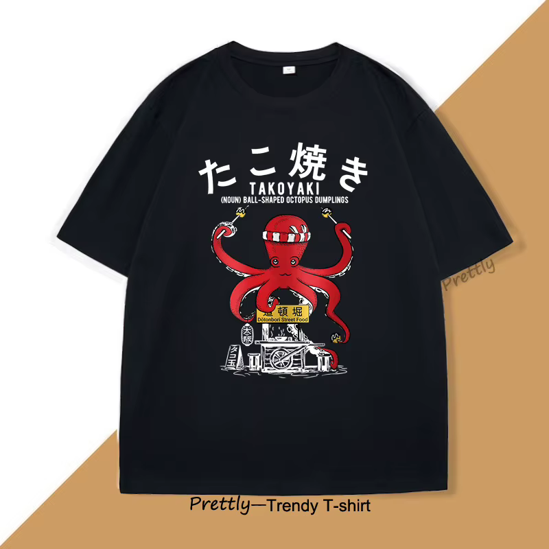 Japonais Takoyaki T-Shirt boules de poulpe T-Shirt rue alimentaire amant graphique t-shirts Anime co