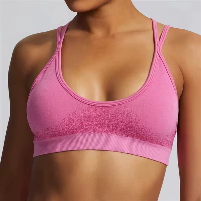 Ignite-Soutien-gorge de sport rembourré à dos croisé pour femme, haut court sans couture pour yoga,