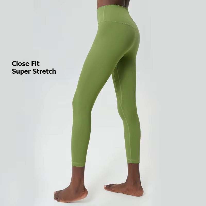 Pantalon de yoga extensible et doux pour femmes, 25 pouces, couleur unie, taille haute, leggings de 