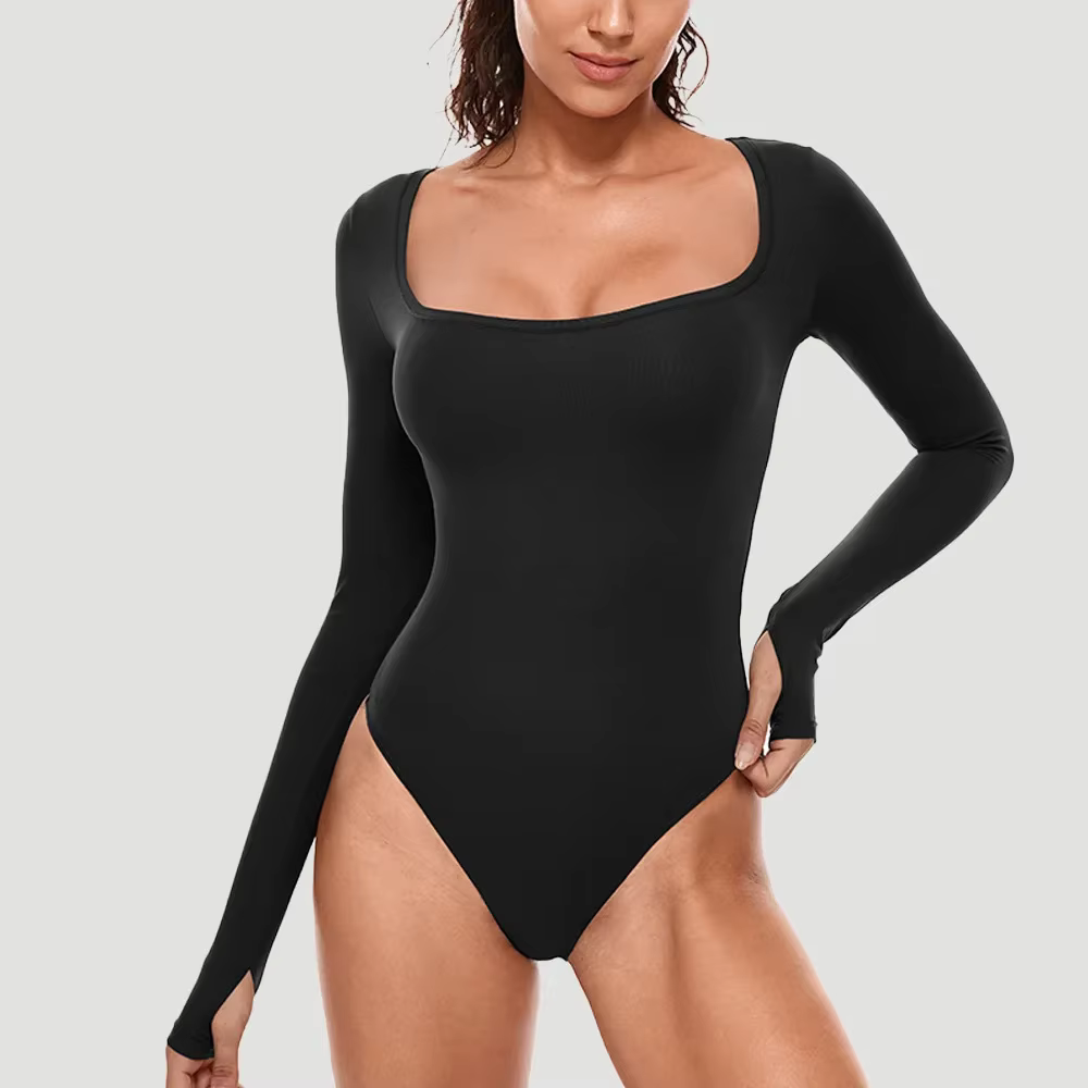 Femme une pièce Body à manches longues sans couture corps Shaper gaine ventre plat Shapewear femme c