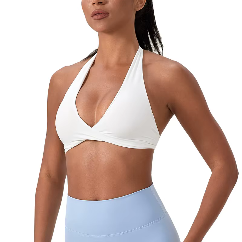Soutien-gorge de sport de Yoga pour femmes, col licou, Design élégant au dos, soutien-gorge de gymna