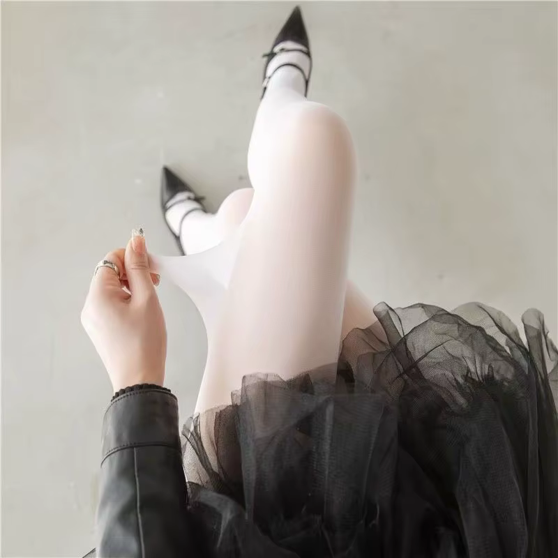 Collants transparents sexy pour femmes, collants élastiques en nylon respirant blanc et vert, collan