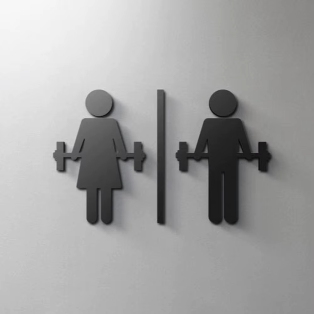 Panneau de toilette de gymnastique – Décor de toilettes en acrylique 3D – Autocollant de porte moder