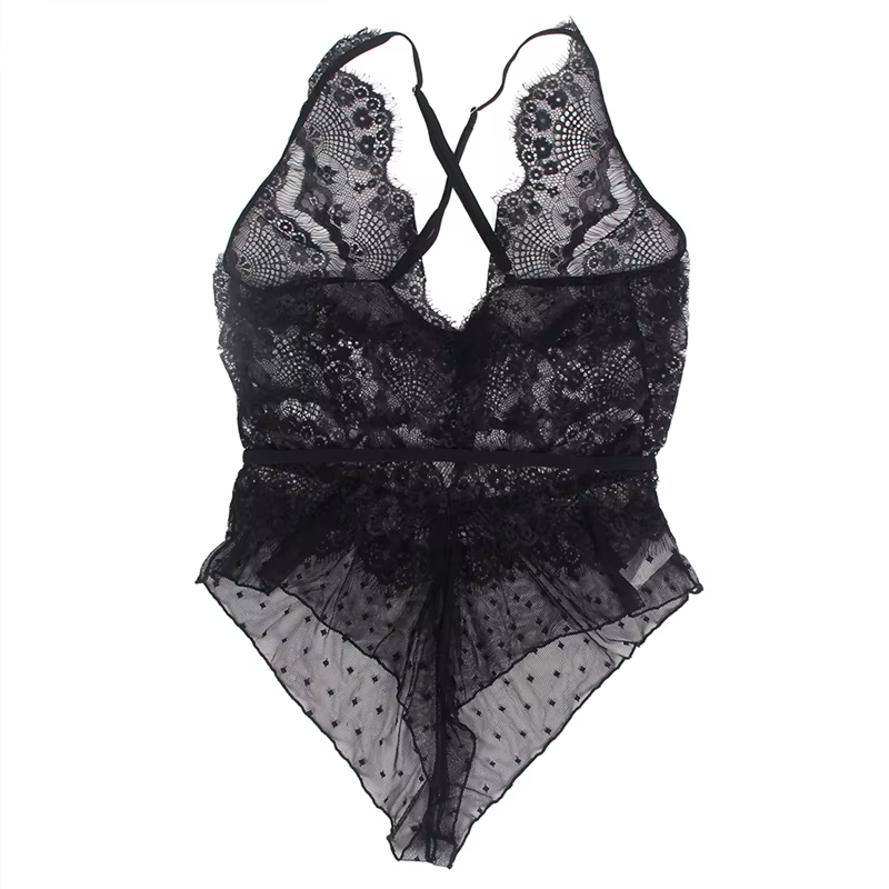 Comeondear-Body en dentelle à col en V pour femmes, Body floral, Vêtements sexy, Teddy transparent,