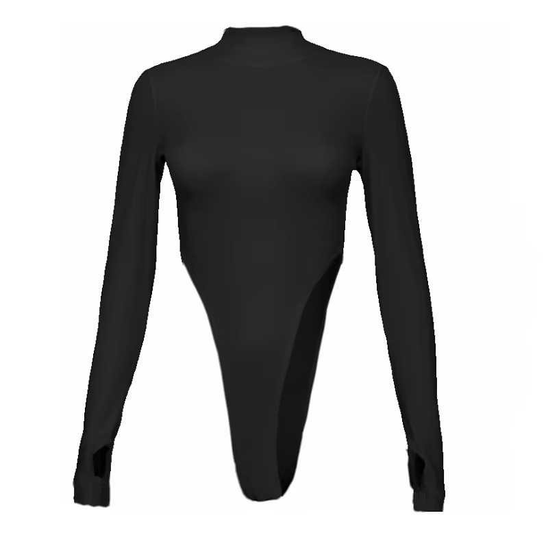 Bodysuits de printemps pour femmes, manches longues, slim, sexy, style Y2k, col mi-haut, vêtements d