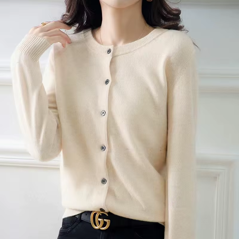 Cardigan amincissant à col rond pour femmes, pull ample, tricoté, haut polyvalent de couleur unie, p