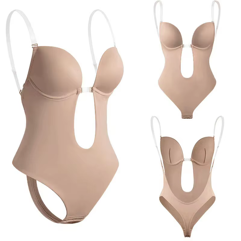 Body Invisible femmes string Shaper gaine amincissante Sexy col en v profond dos nu Corset plongeant