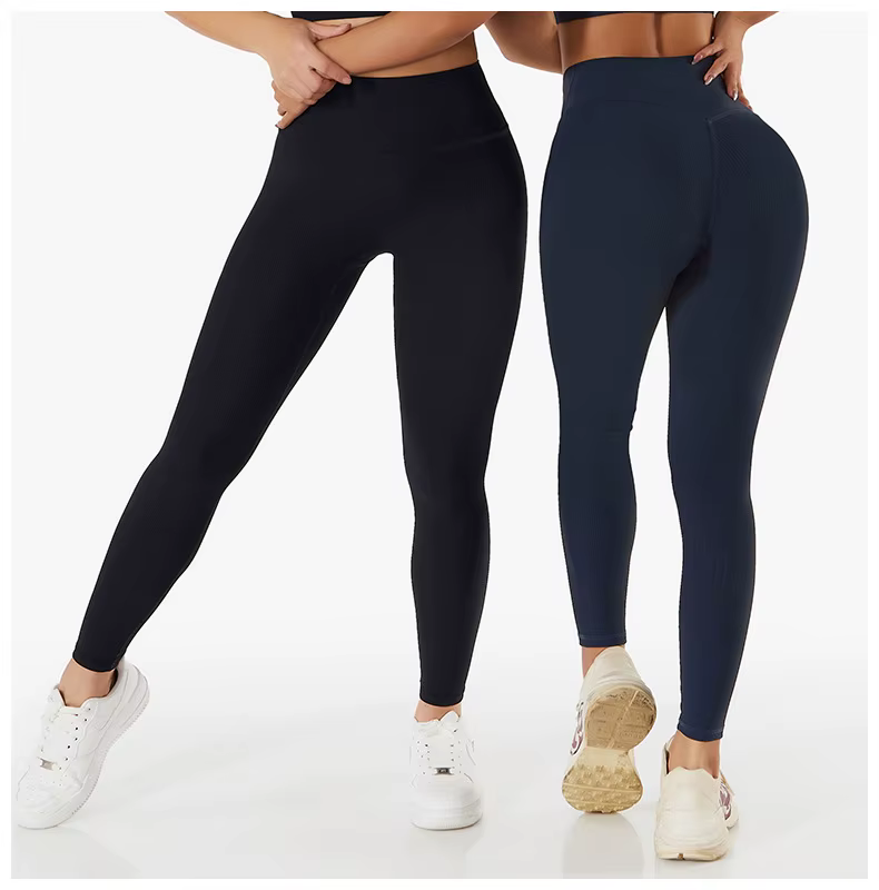 Nouveau pantalon de Yoga côtelé sans couture taille haute Leggings de gymnastique Sport femmes Fitne