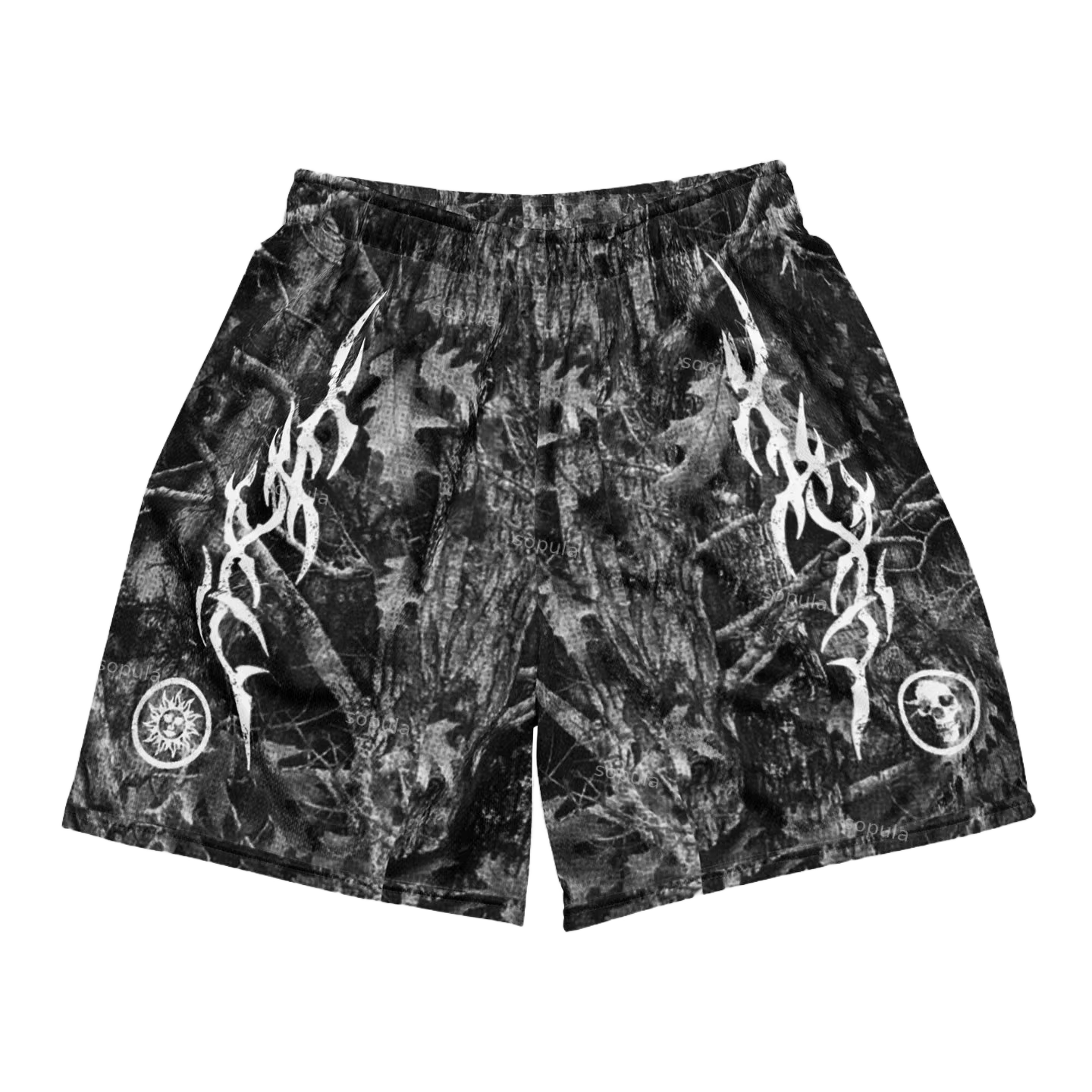 Sports de rue Vintage Y2k flamme Jungle graphiques Camouflage short de basket-ball Sport entraînemen