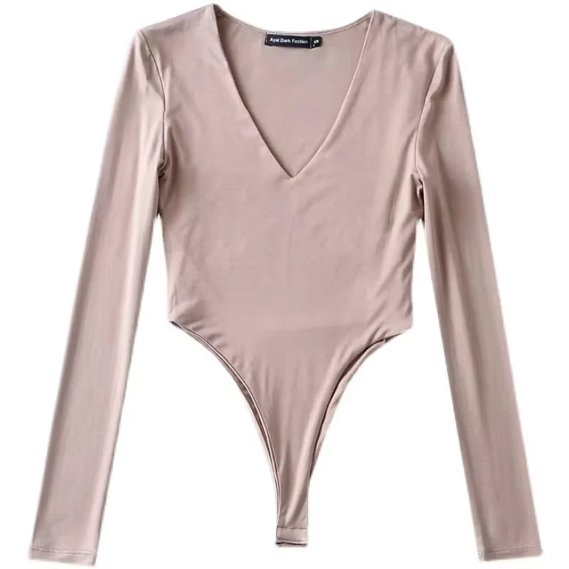 Body Sexy à manches longues pour femmes, chemise à col en v, bas, Yoga, gymnastique, une pièce, tenu