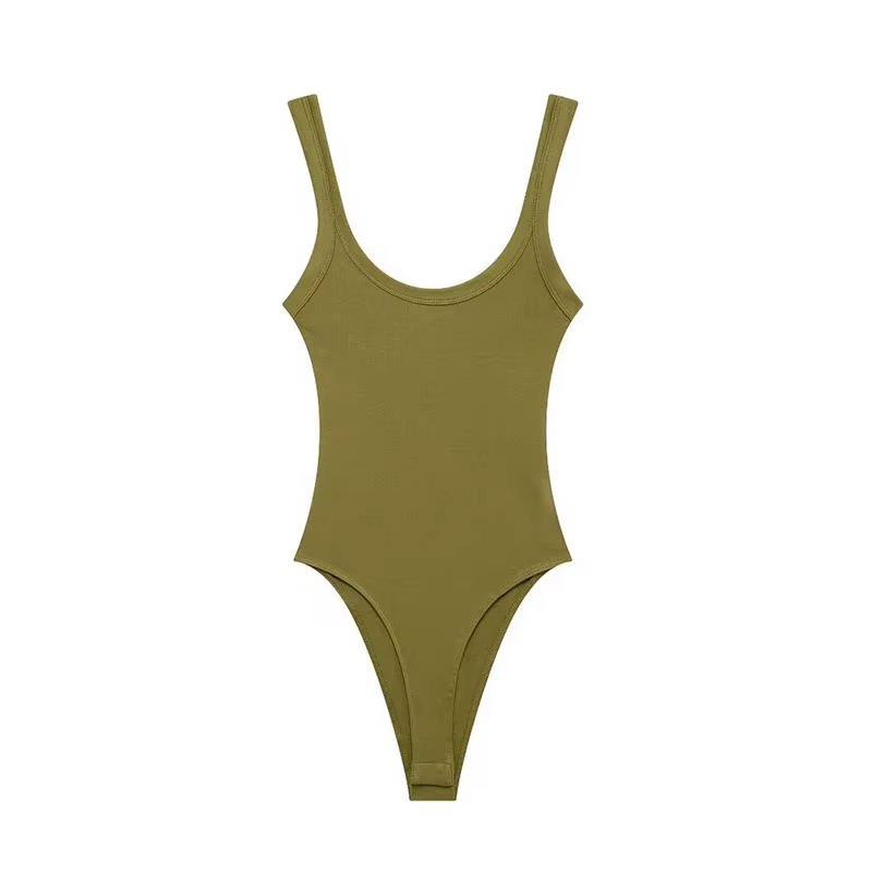Body côtelé slim pour femmes, col rond, bouton-pression, combishort Sexy à la mode, coupe confortabl